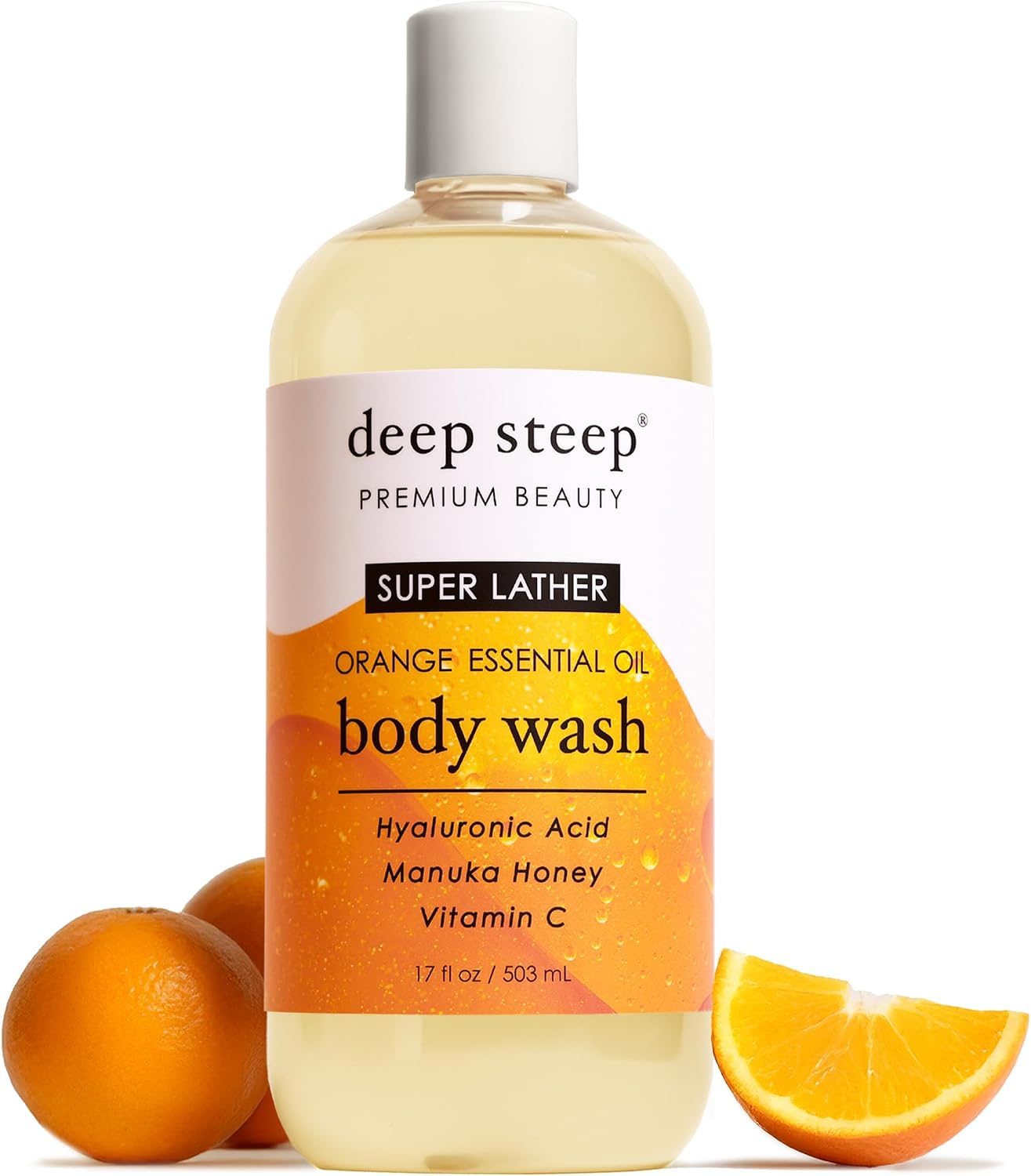 Deep Steep Super Lather Body Wash Orange front view bottle