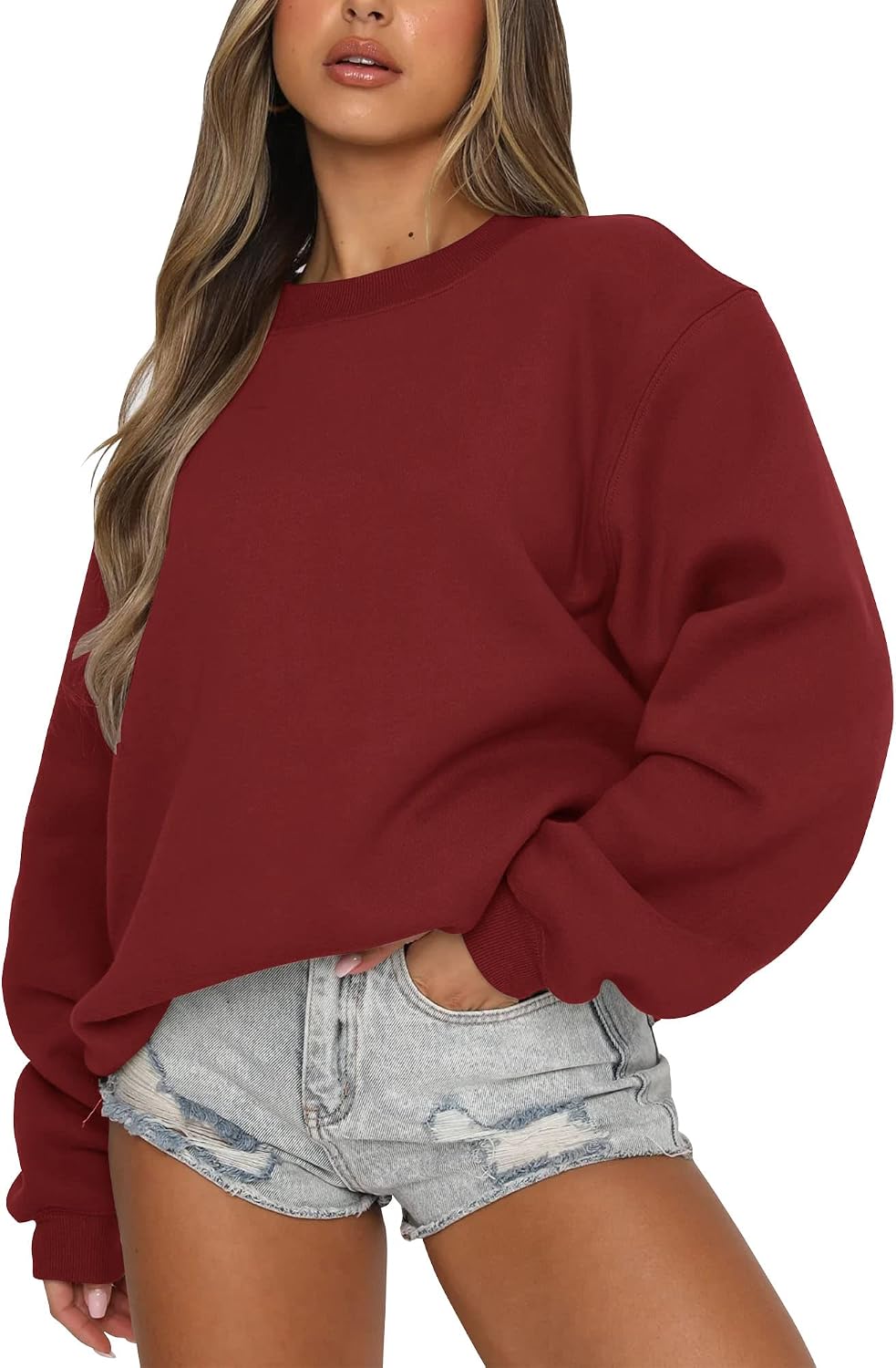Fanway&EC Women's Long Sleeve Sweatshirt Casual Crewneck Oversized Pullover Hoodies Fall Tops - Image 13