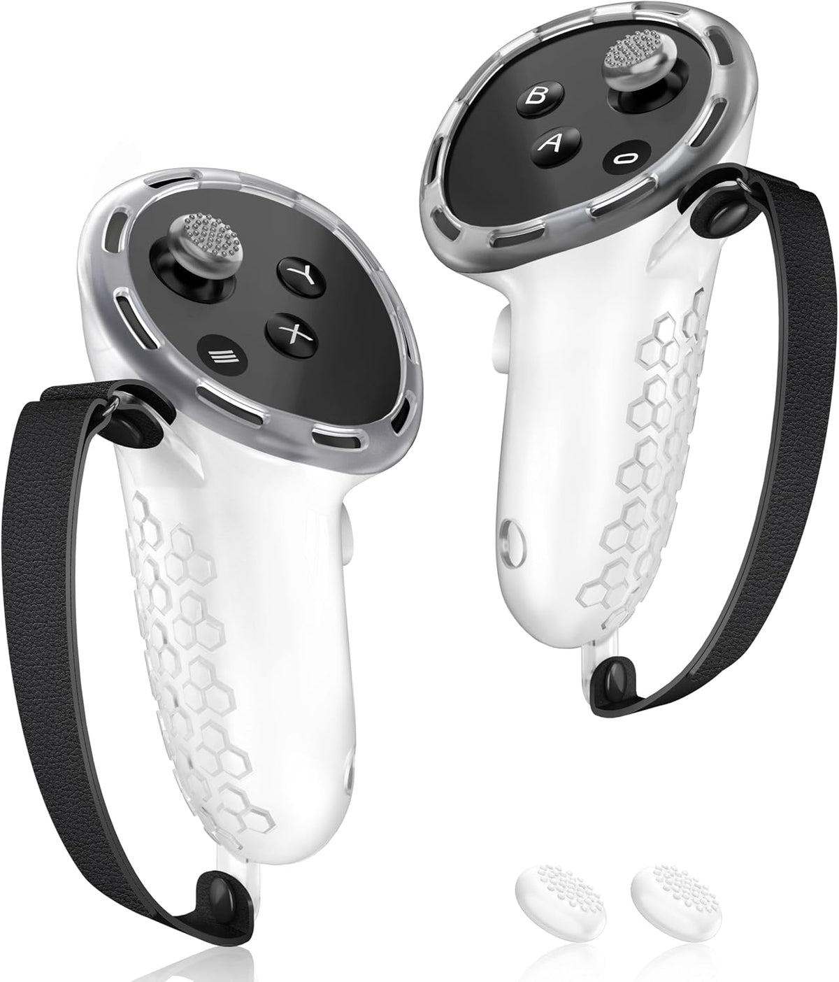 AMZDM Controller Grip for Meta Quest 3S Oculus Quest 3 VR Accessories Grips Cover for VR Touch Controllers Straps Silicone Covers Protector with Non-Slip Thumbstick Covers 1Pair Black - Image 9