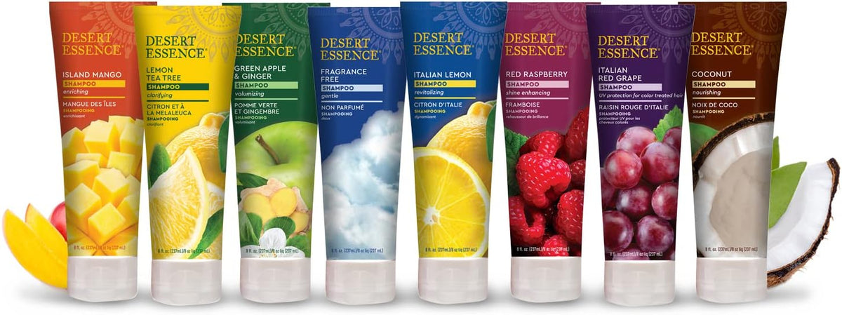 Natural ingredients graphic for Desert Essence shampoo