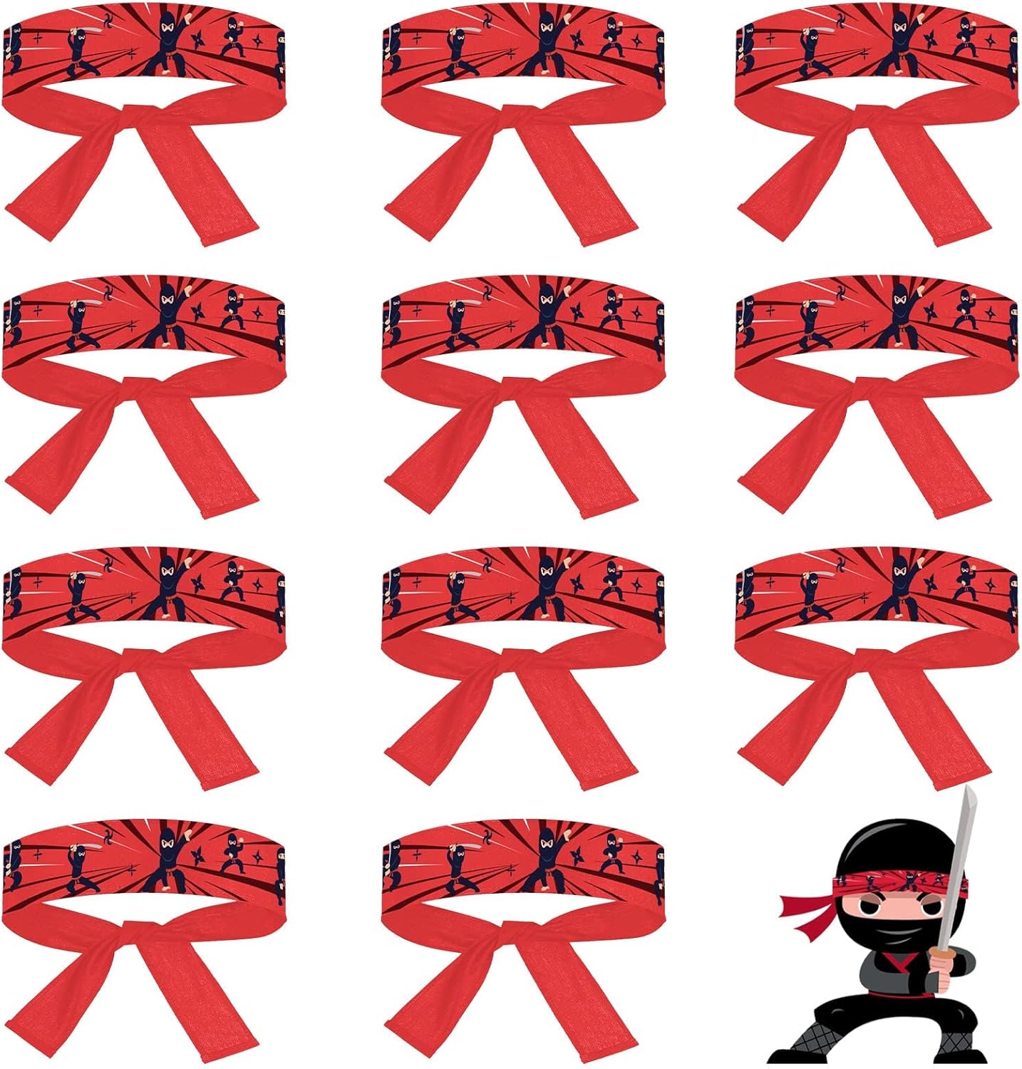 ZOIIWA karate headbands red color front view for birthday party supplies
