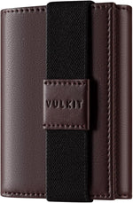 VULKIT leather wallet held in hand for size comparison
