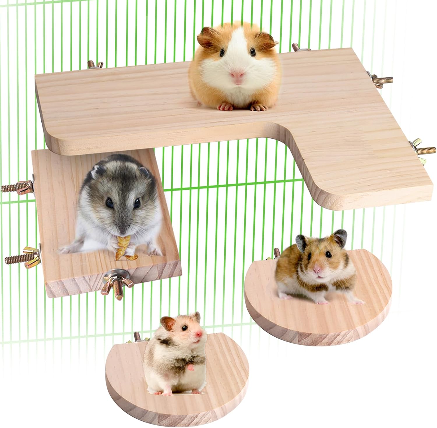 Chinchilla Cage Accessories Hamster Accessories, Chinchilla Toys Wood Platform Dwarf Hamster Cage Board, Chinchilla Cage Sturdy Standing and Jumping Wooden Board for Parrot Cage Rat Cage (Board) - Image 1