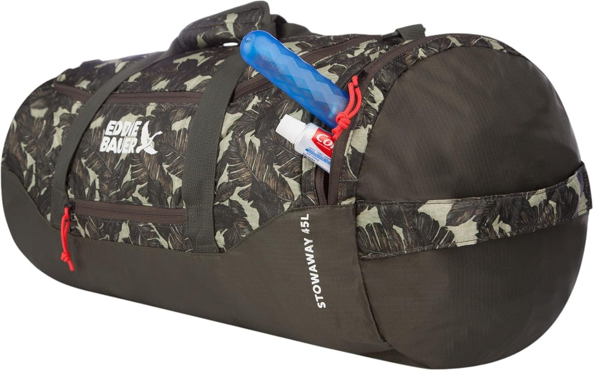Eddie Bauer Stowaway duffel attached to rolling luggage
