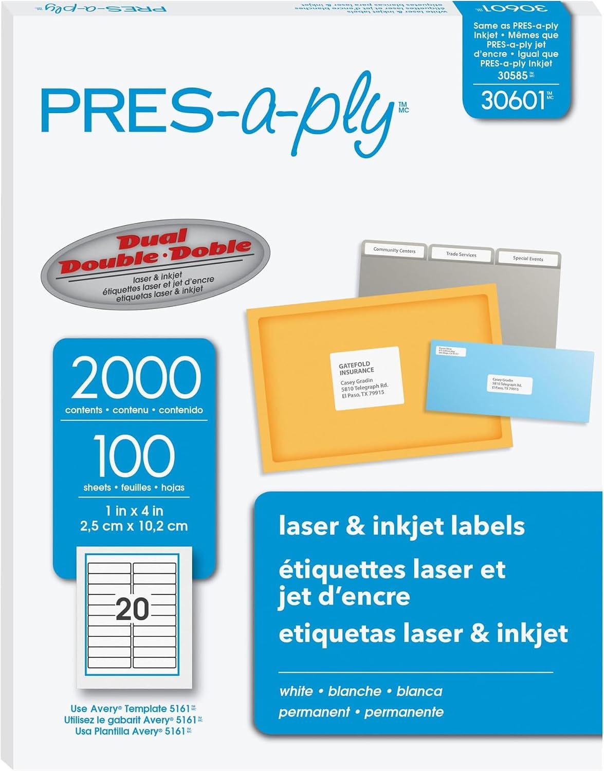 PRE-a-ply laser labels loaded in printer tray