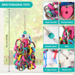 Cockatiel and lovebird safe shredding toy details.