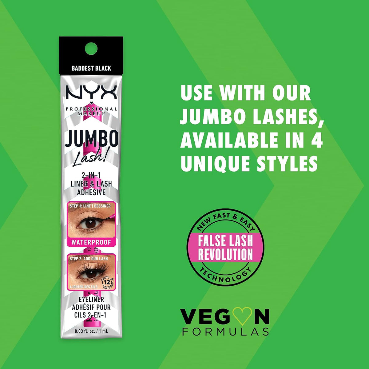 Nyx Professional Makeup Jumbo Lash 2-in-1 eyeliner packaging close up