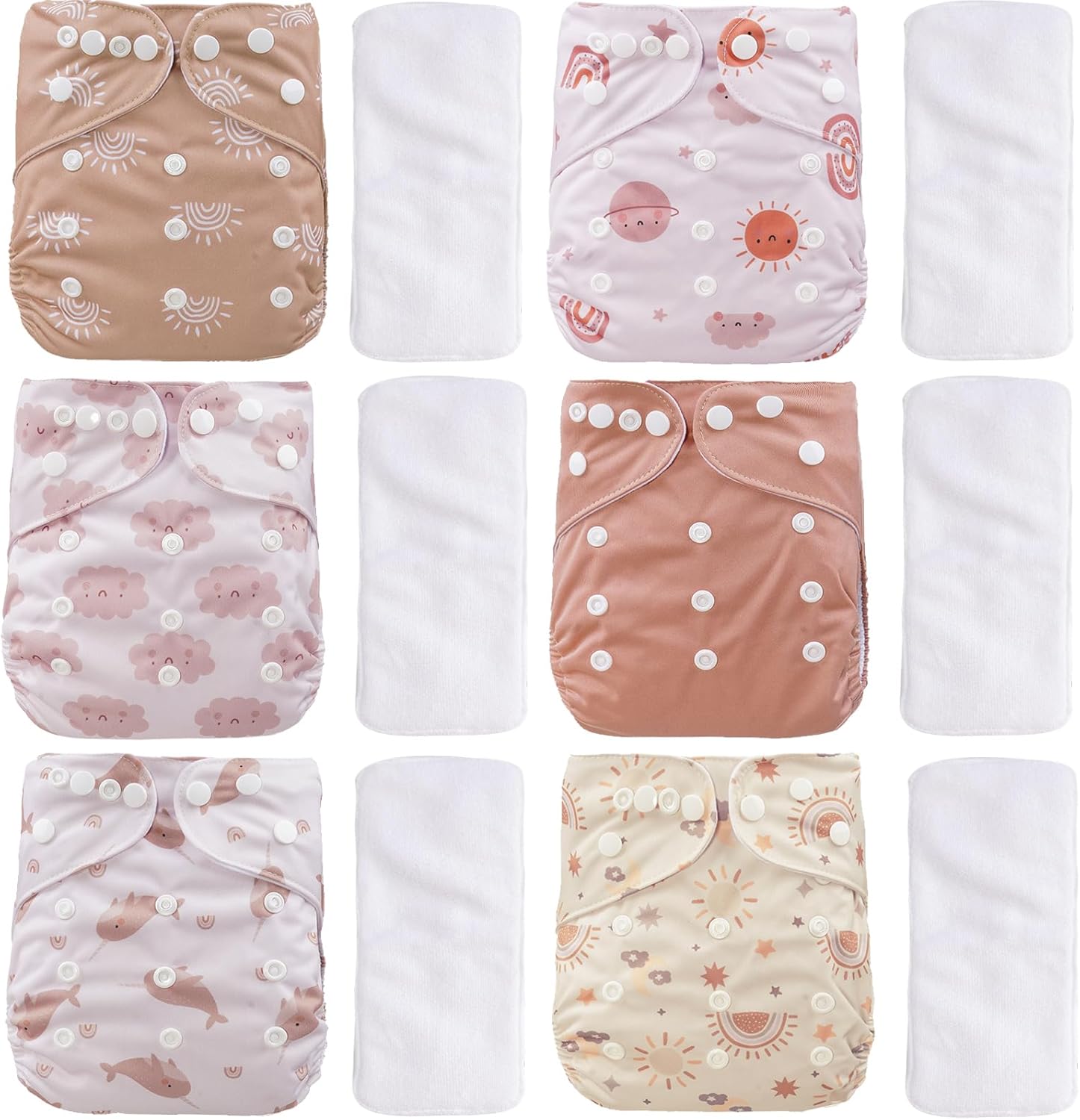 CoolaPeach reusable adjustable cloth diapers pink set front view