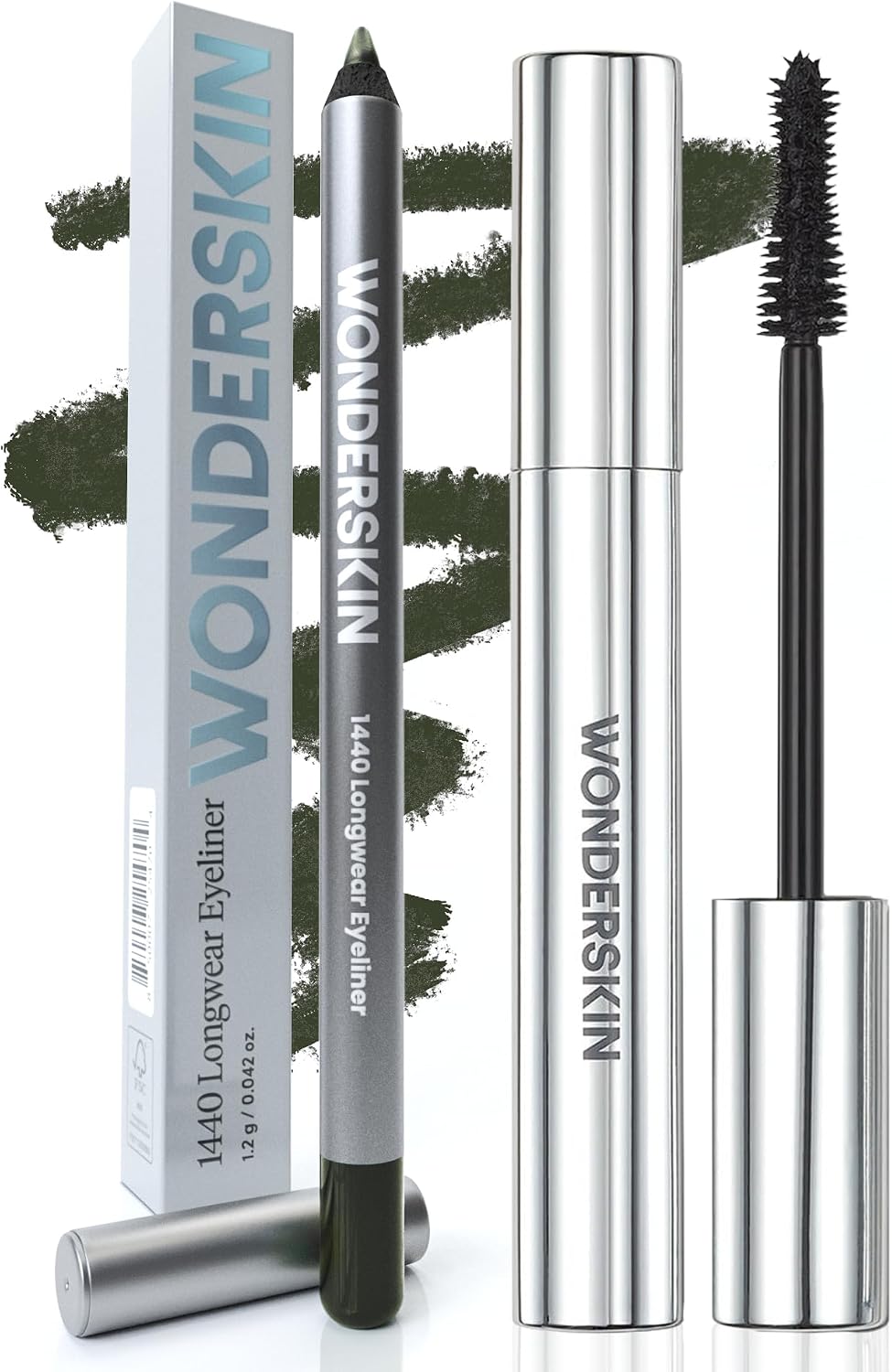 Wonderskin 1440 Longwear Eyeliner Olive with Black Mascara front view packaging set