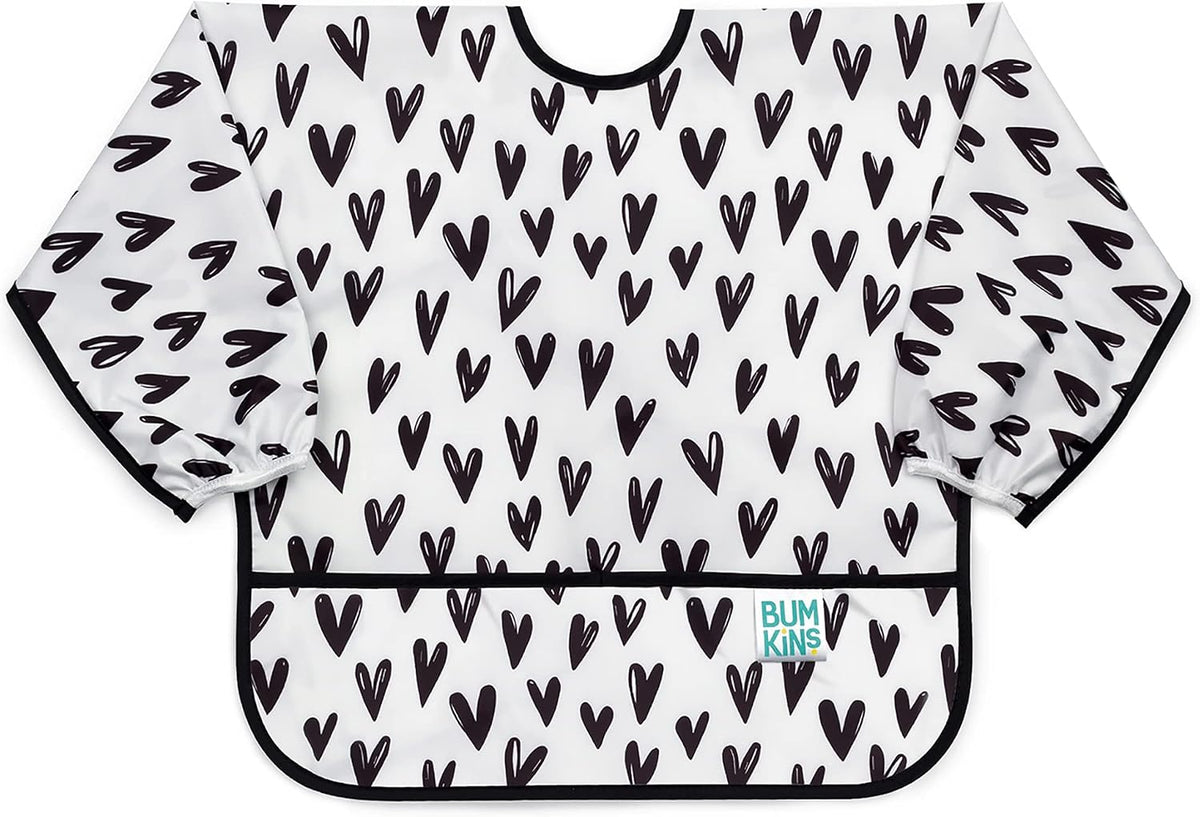 Bumkins Sleeved Bib for Girl or Boy, Baby and Toddler for 6-24 Mos, Essential Must Have for Eating, Feeding, Baby Led Weaning Supplies, Long Sleeve Mess Saving Food Catcher, Soft Fabric, Gray Chevron - Image 8