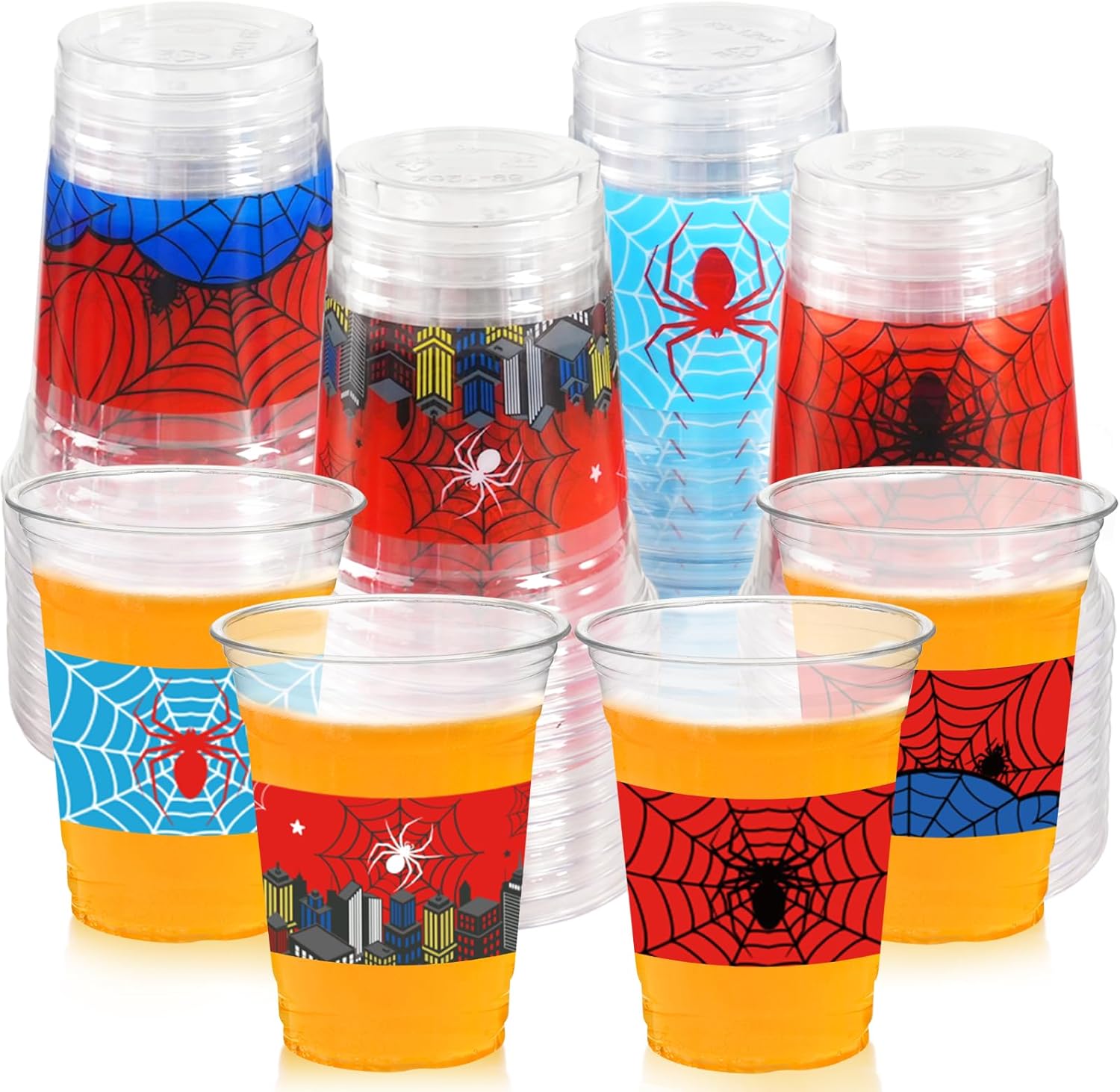 LemonRoad spider web disposable party cups front view