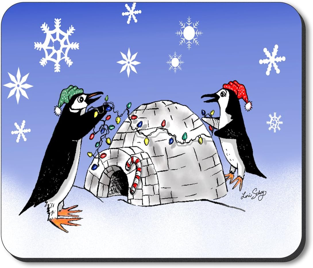 Art Plates brand mouse pad Penguin Igloo front view desk accessory