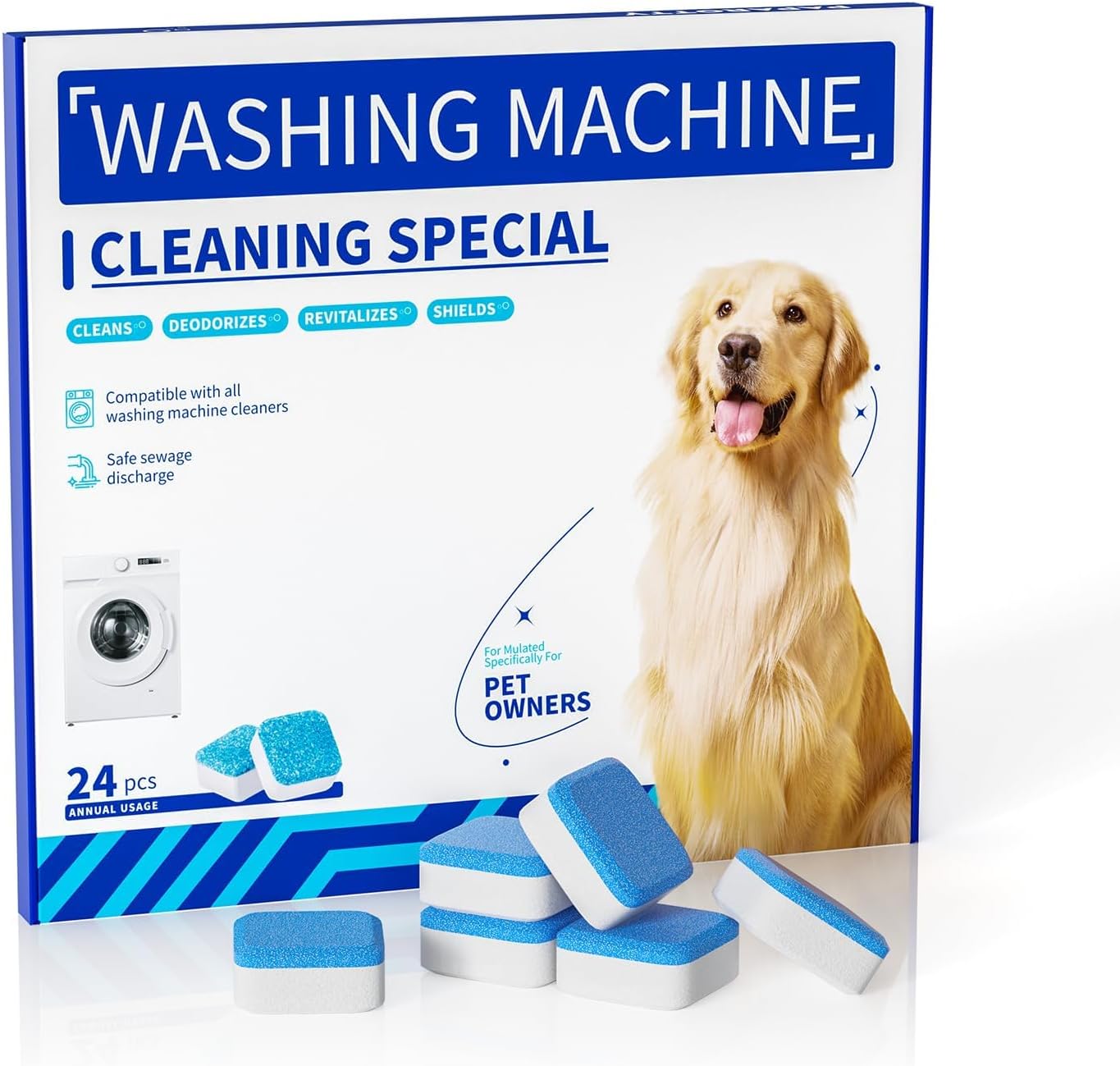 Sopami Paparotty washing machine cleaner tablets package front view for deep tub descaling