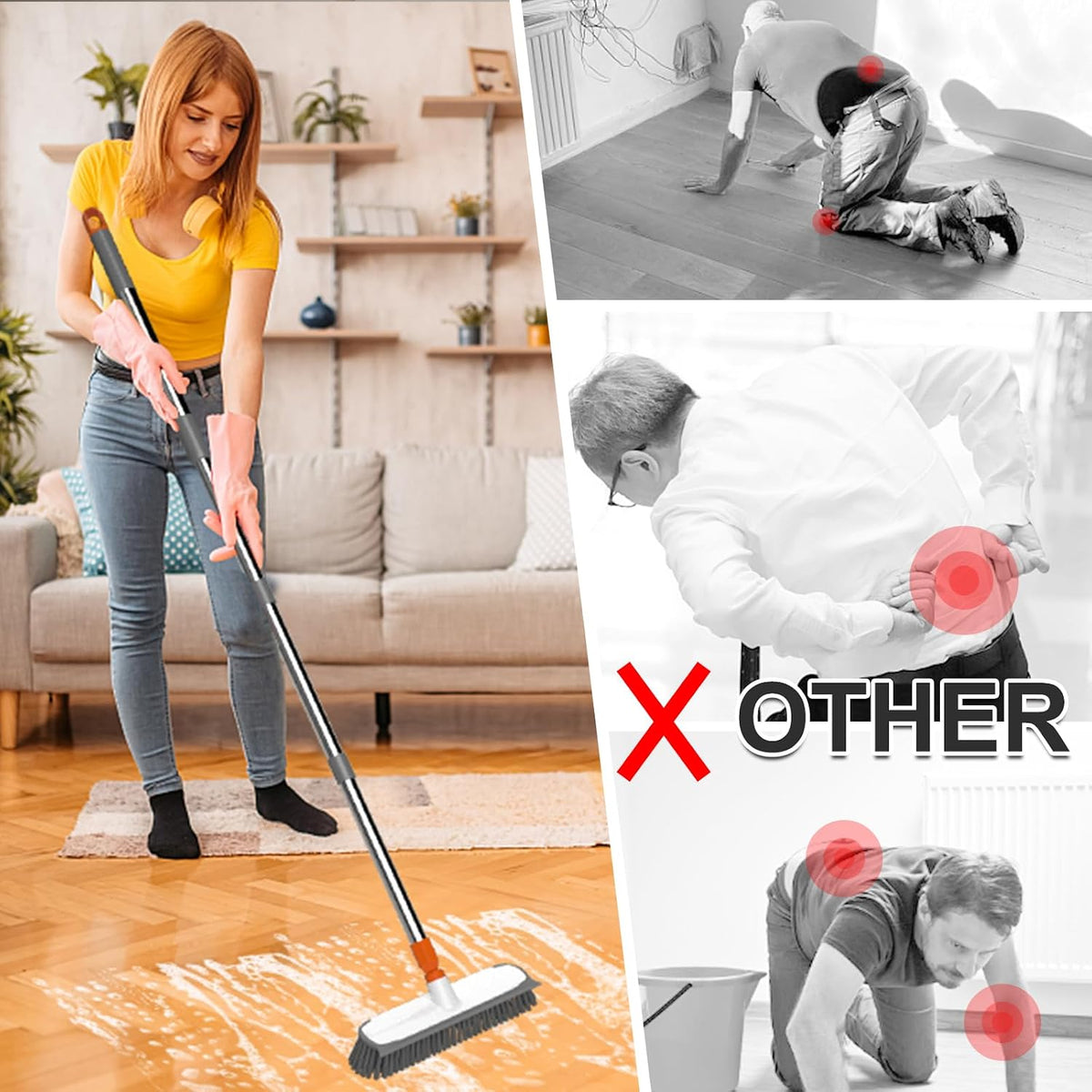 Integrated rubber squeegee side of the BITOPE multi-purpose brush head.