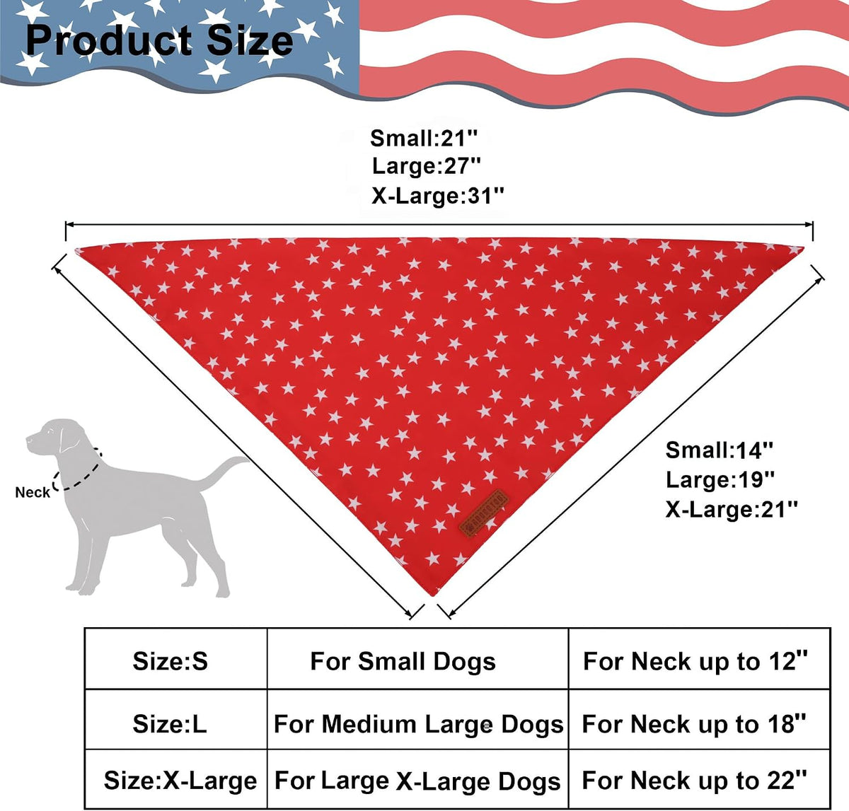 Close up of red star print patriotic dog bandana fabric