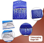Set of six adjustable internal diameter gauges arranged together