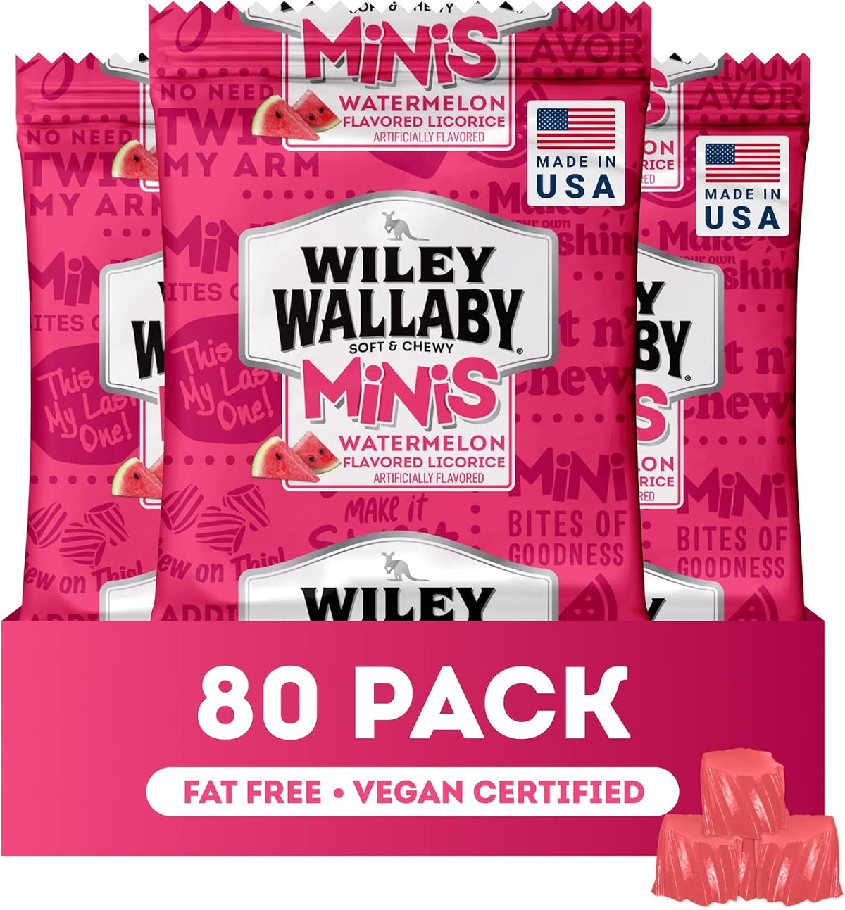 Wiley Wallaby Mini Licorice Bites 0.5 Ounce Strawberry Gourmet Soft & Chewy Australian Classic Red Licorice Candy Bags, 40 Pack - Image 9