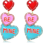 Valentine's Day Earrings for Women Red Pink Beaded Heart Earrings Concersation Heart Drop Dangle Earrings Valentine's Day Jewelry Accessories Gifts - Image 10