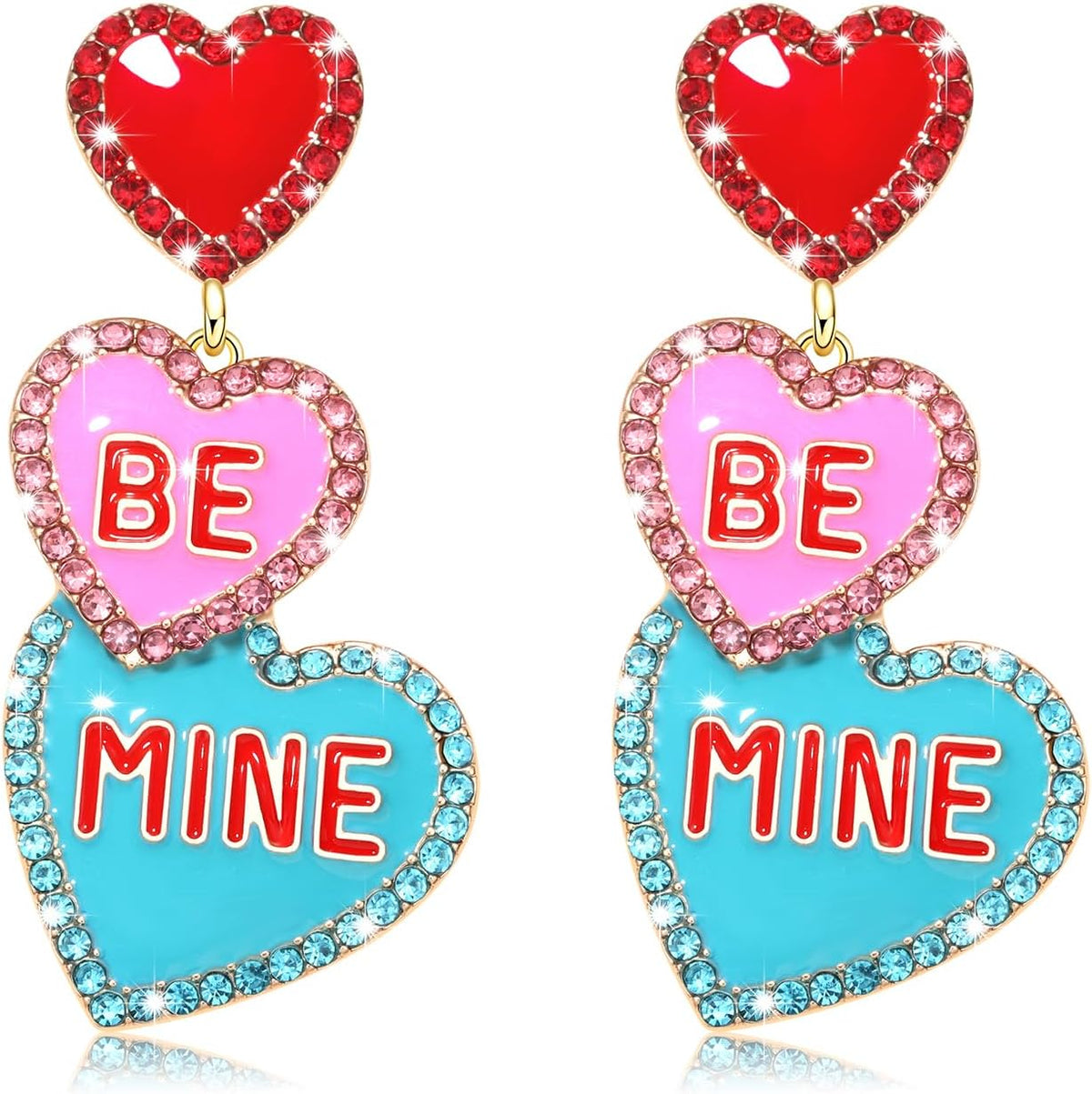 Valentine's Day Earrings for Women Red Pink Beaded Heart Earrings Concersation Heart Drop Dangle Earrings Valentine's Day Jewelry Accessories Gifts - Image 10
