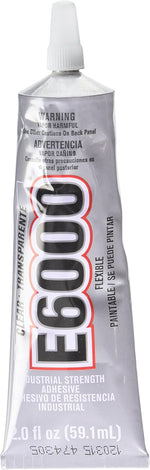 Eclectic E-6000 adhesive front view showing tube and packaging