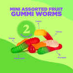 Close up of soft chew Albanese mini fruit gummies