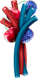 Authentic USA imported cherry and blue raspberry flavored candy ropes.