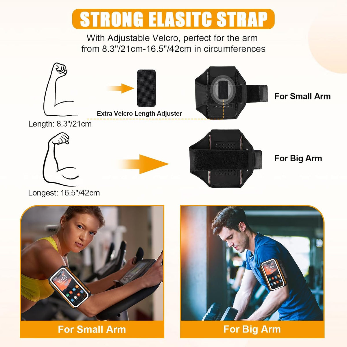 Ergonomic 3D design running armband fitted on arm