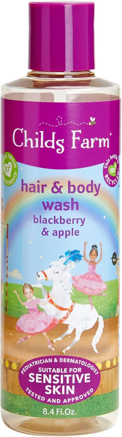 Childs Farm, Kids Hair & Body Wash for Dry, Sensitive Skin, Blackberry & Organic Apple, Gently Cleanses, Vegan, Cruelty-Free, 8.4 Fl Oz - Image 1