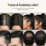 Before and after hairline filling results with Natural Black powder
