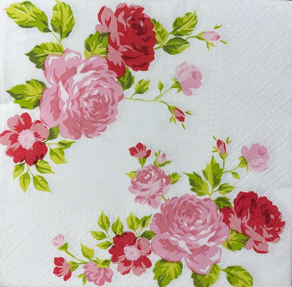Keep Unique pink roses decoupage napkins front view