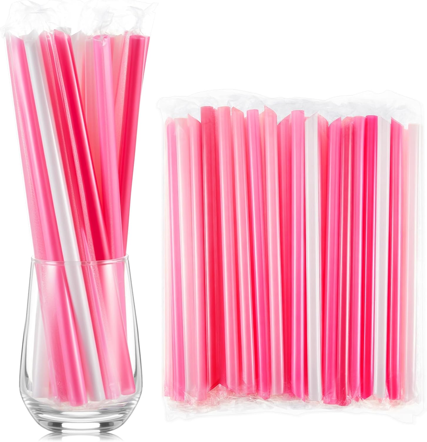 Tessco For You jumbo smoothie straws front packaging view showcasing bulk pink straws