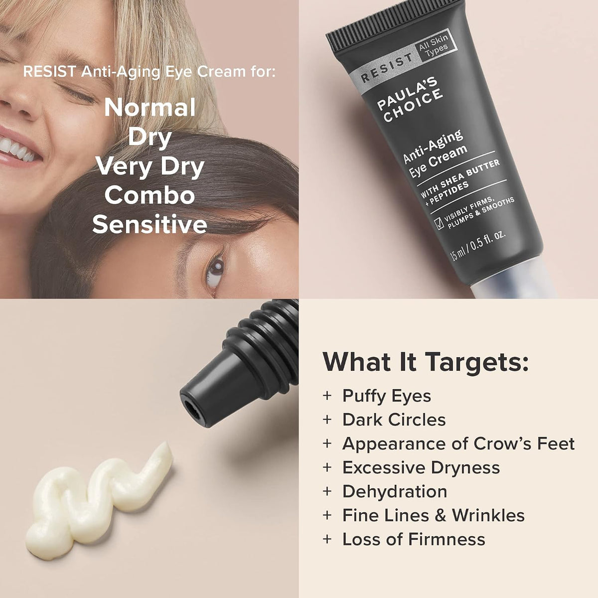 Paula's Choice eye cream tube showing branding and product details