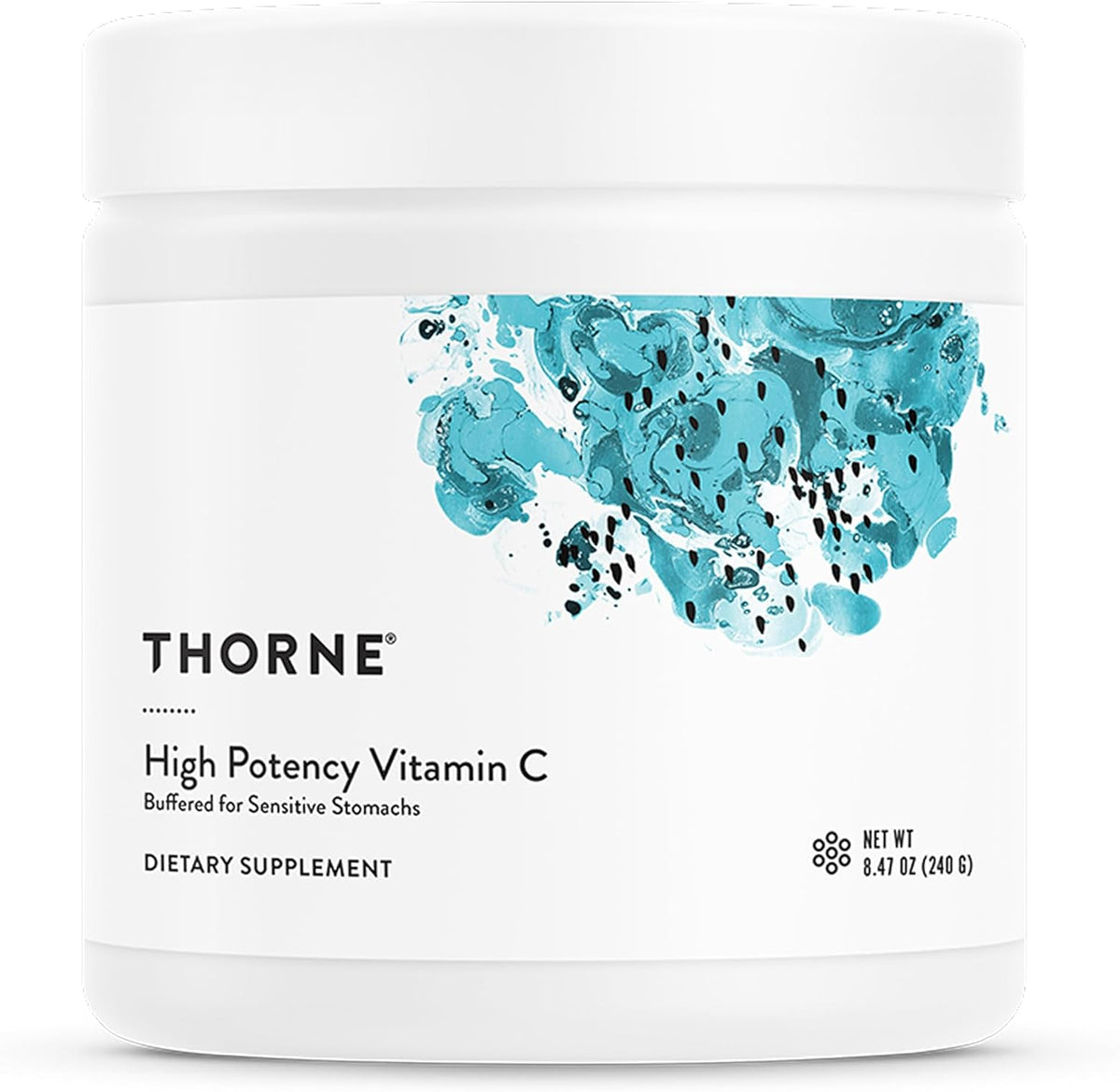 Thorne High Potency Vitamin C buffered powder jar front view for authentic immune support