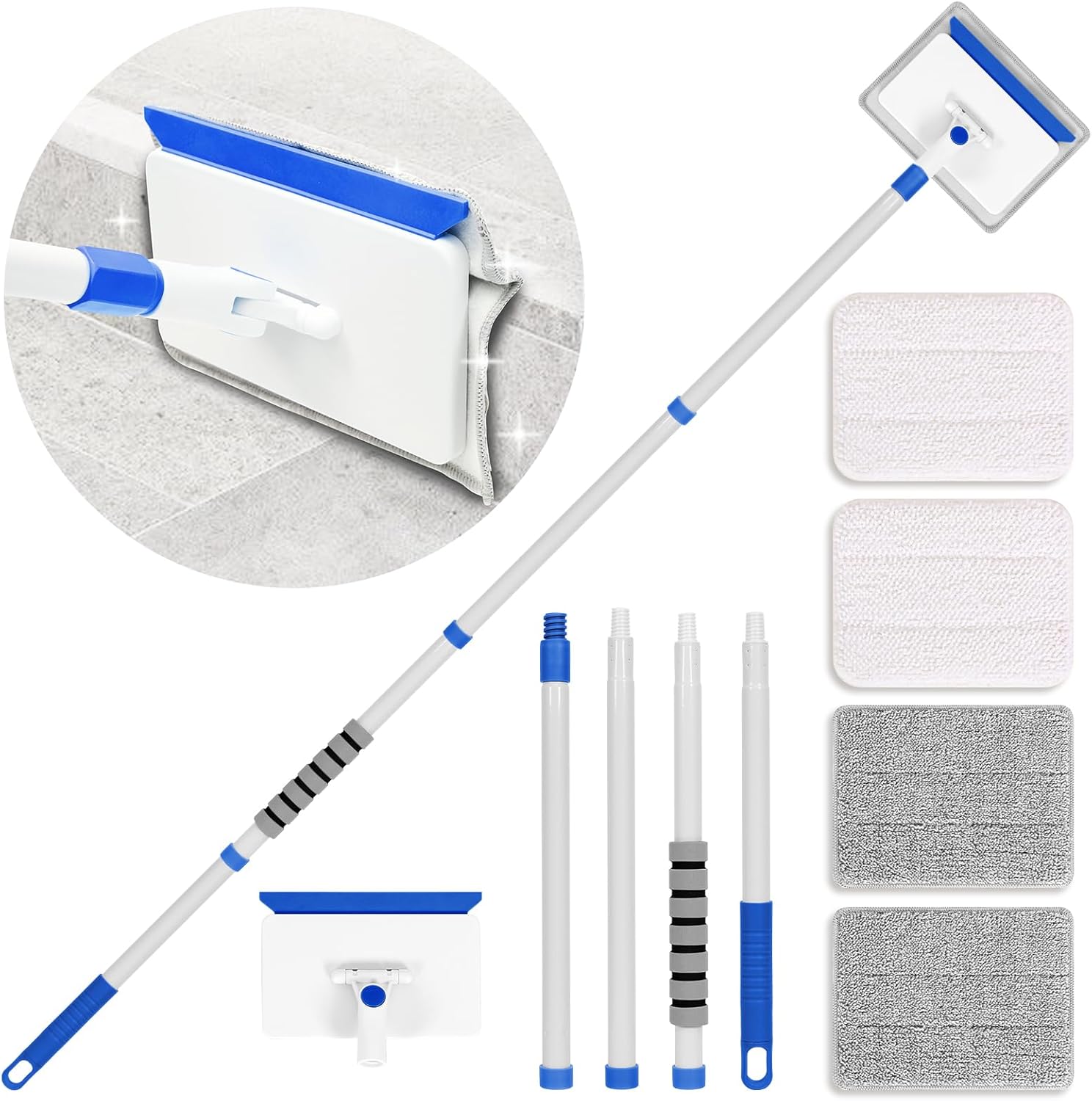 LIYFUHY multi purpose baseboard cleaner tool front view showing extendable metal handle