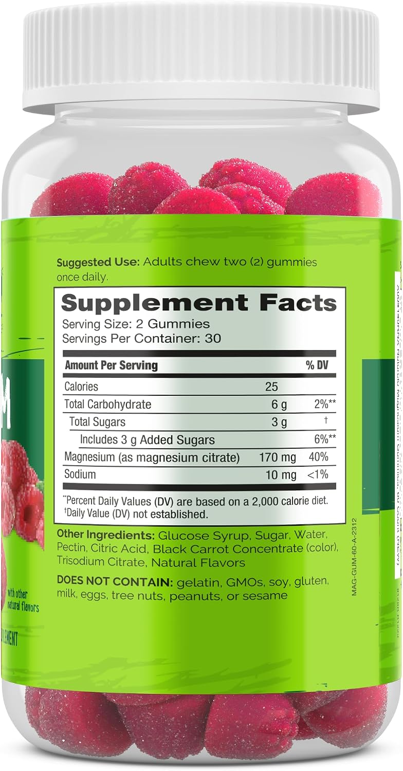 Naturelo Magnesium Citrate Gummies natural berry flavor closeup