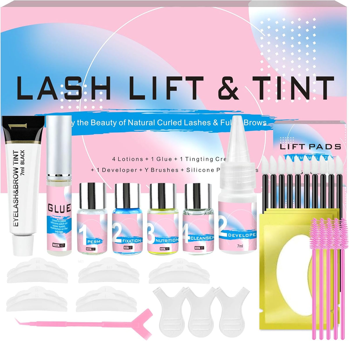 JUANPHEA Lash Lift and Black Kit front view of packaging showing the professional eyelash perm and eyebrow lamination set.