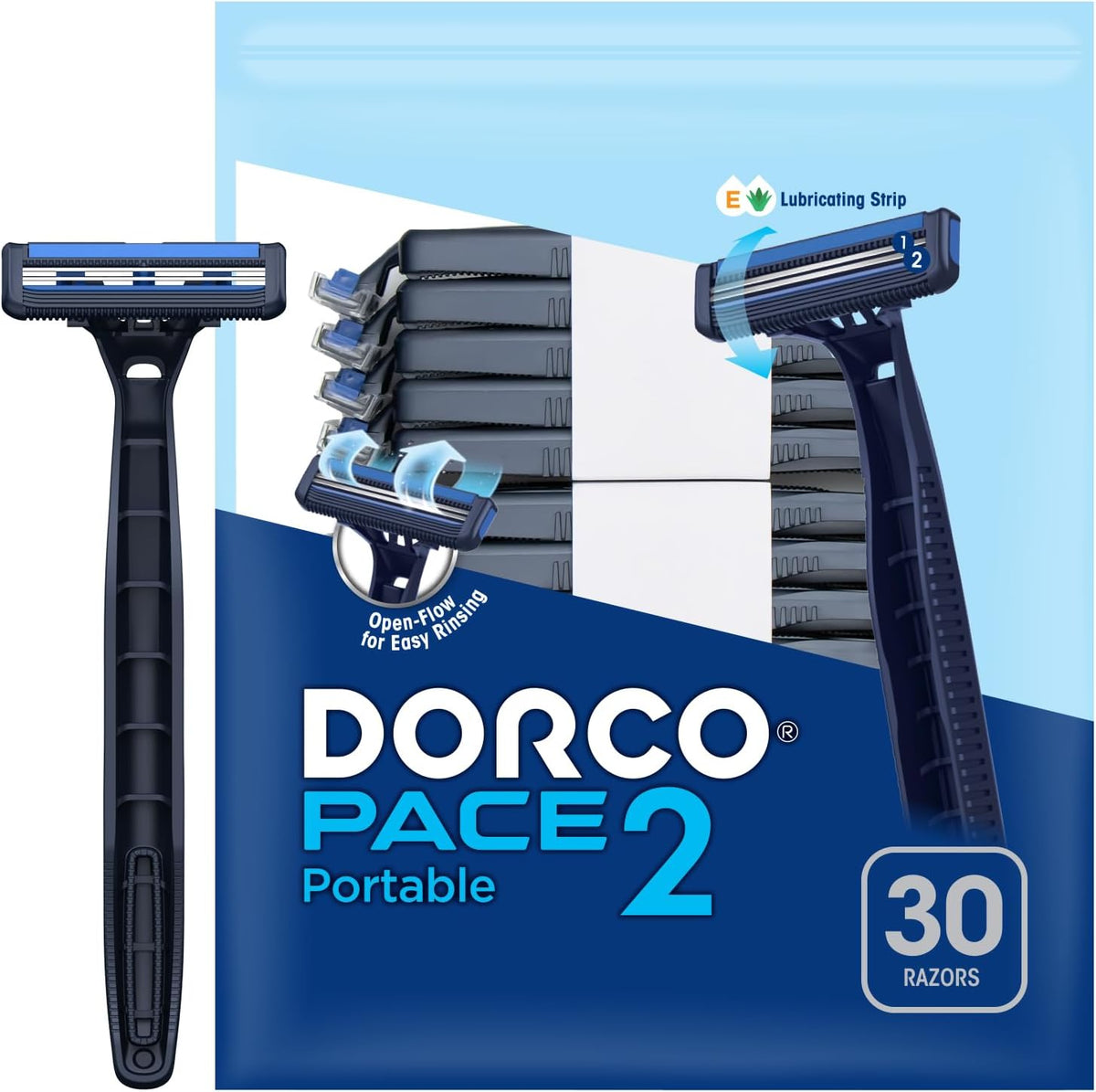 Dorco Pace 2 disposable razors pack of 30 front view