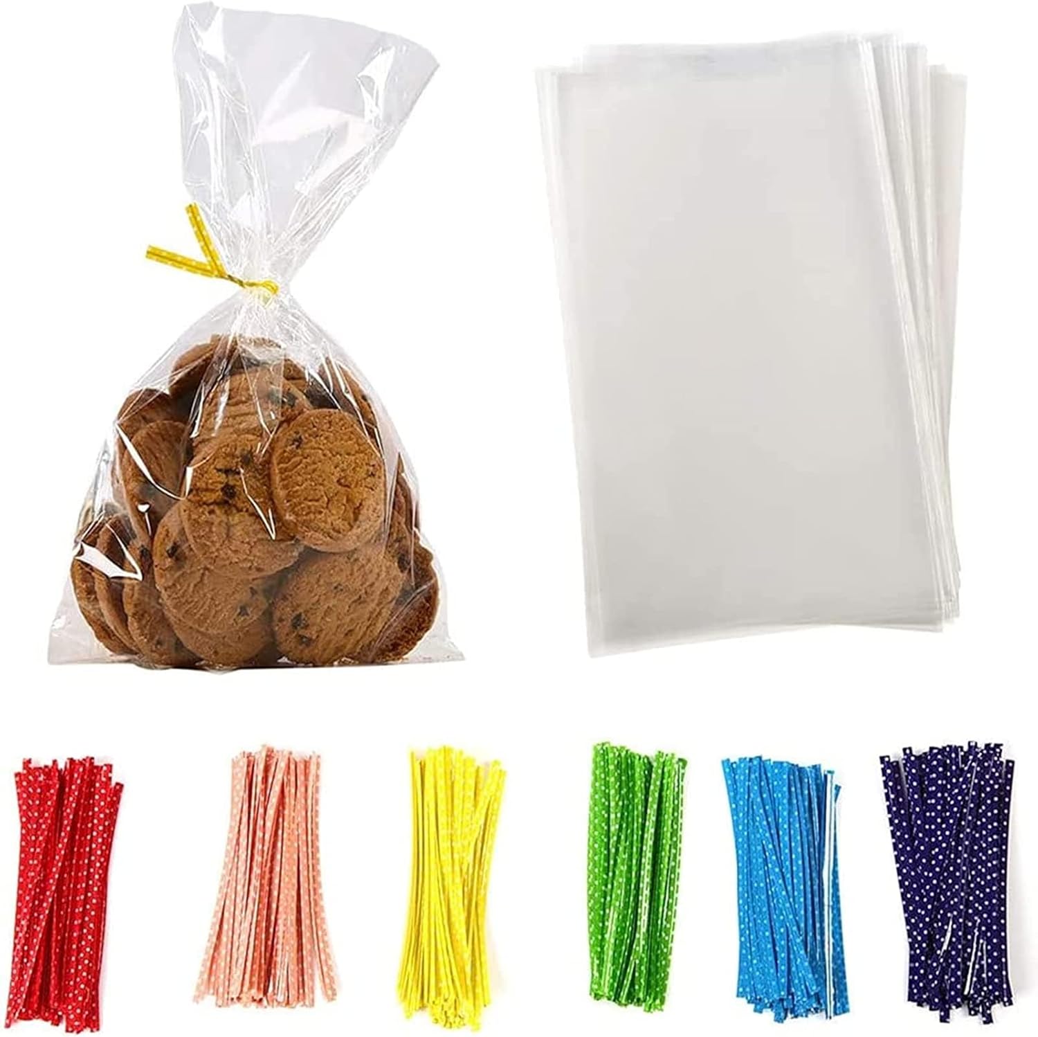 Brandon-super clear flat cellophane treat bags front view filled with cookies