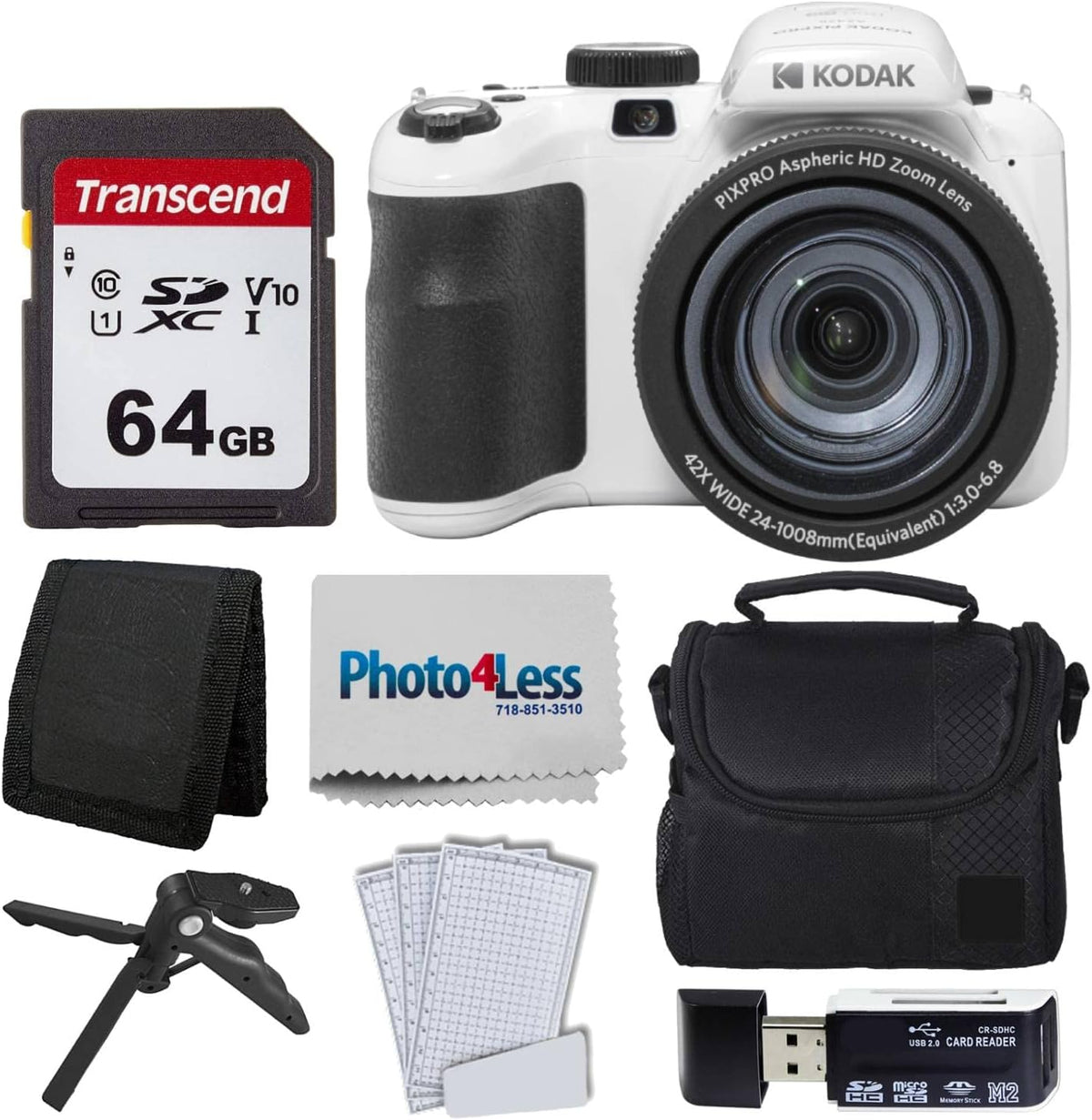 Kodak PIXPRO AZ425 Digital Camera Bundle with 64GB Memory Card + Camera Case (Black) + USB Card Reader + Table Tripod + Accessories (Black) - Image 9