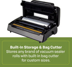 Compact silver Nesco Deluxe Food Vacuum Sealer side profile
