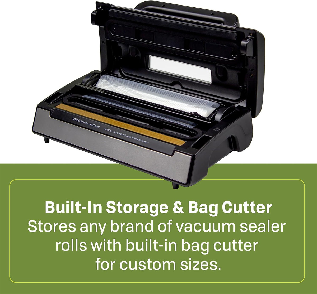 Compact silver Nesco Deluxe Food Vacuum Sealer side profile