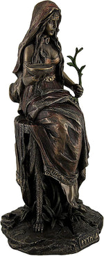 Veronese Design Pythia statue side angle showing tripod cauldron