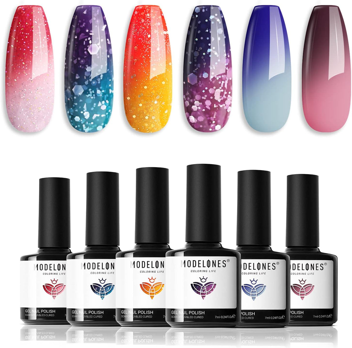 modelones Fall Gel Nail Polish Set 6 Colors, Nude Brown Burgundy - Image 15