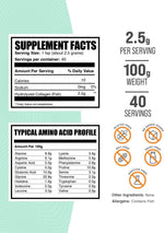 BulkSupplements fish collagen peptides nutritional supplement facts panel showing serving size