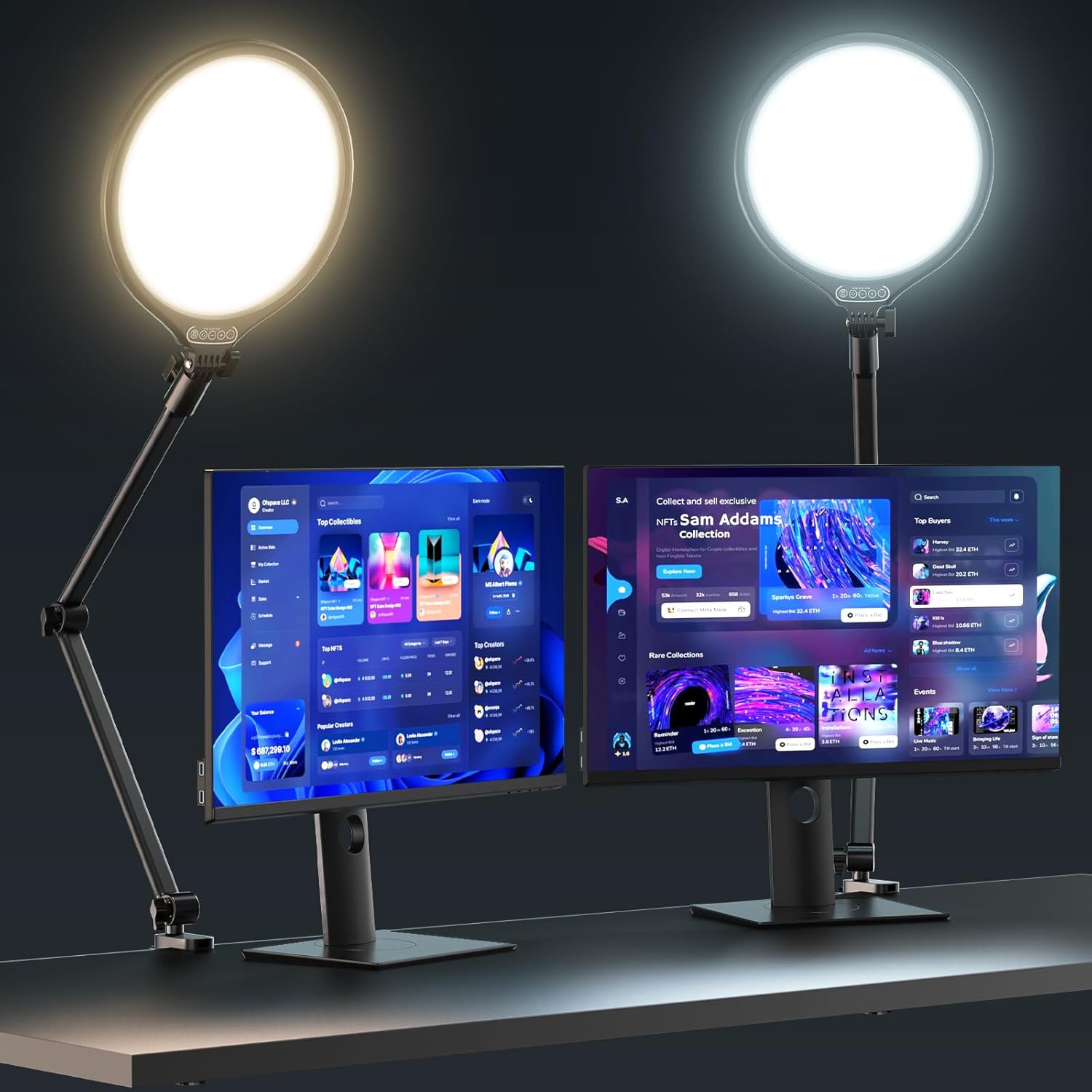 UBeesize 10 Inch Key Light front view showcasing the soft side lighting LED panel setup.