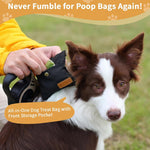 Cosowo puppy travel snack pouch showing the convenient front pocket with stored poop bags