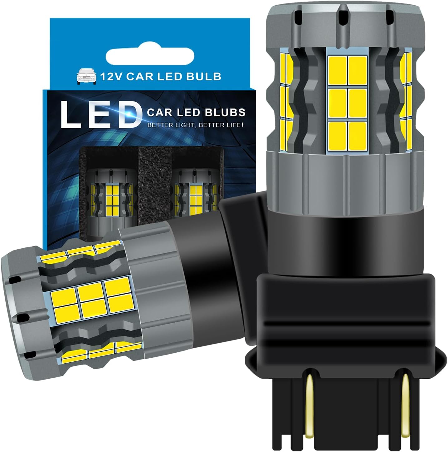 Zyvirexa 3157 LED Daytime Running Light Bulbs front view