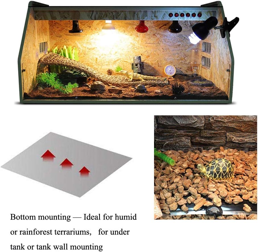 Under tank installation view of Kabasi reptile heating mat