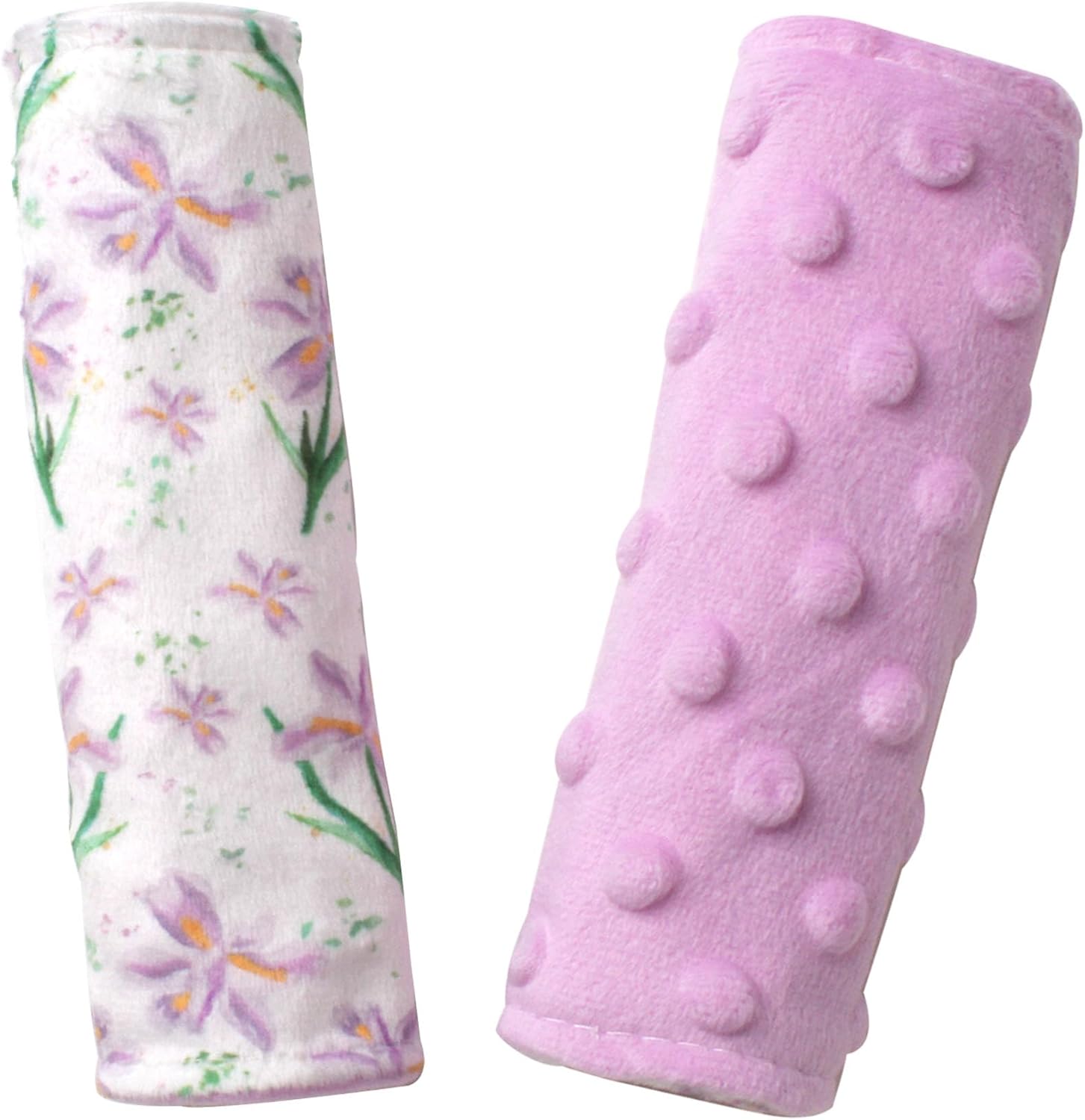 Boryokun car seat strap covers purple floral front view