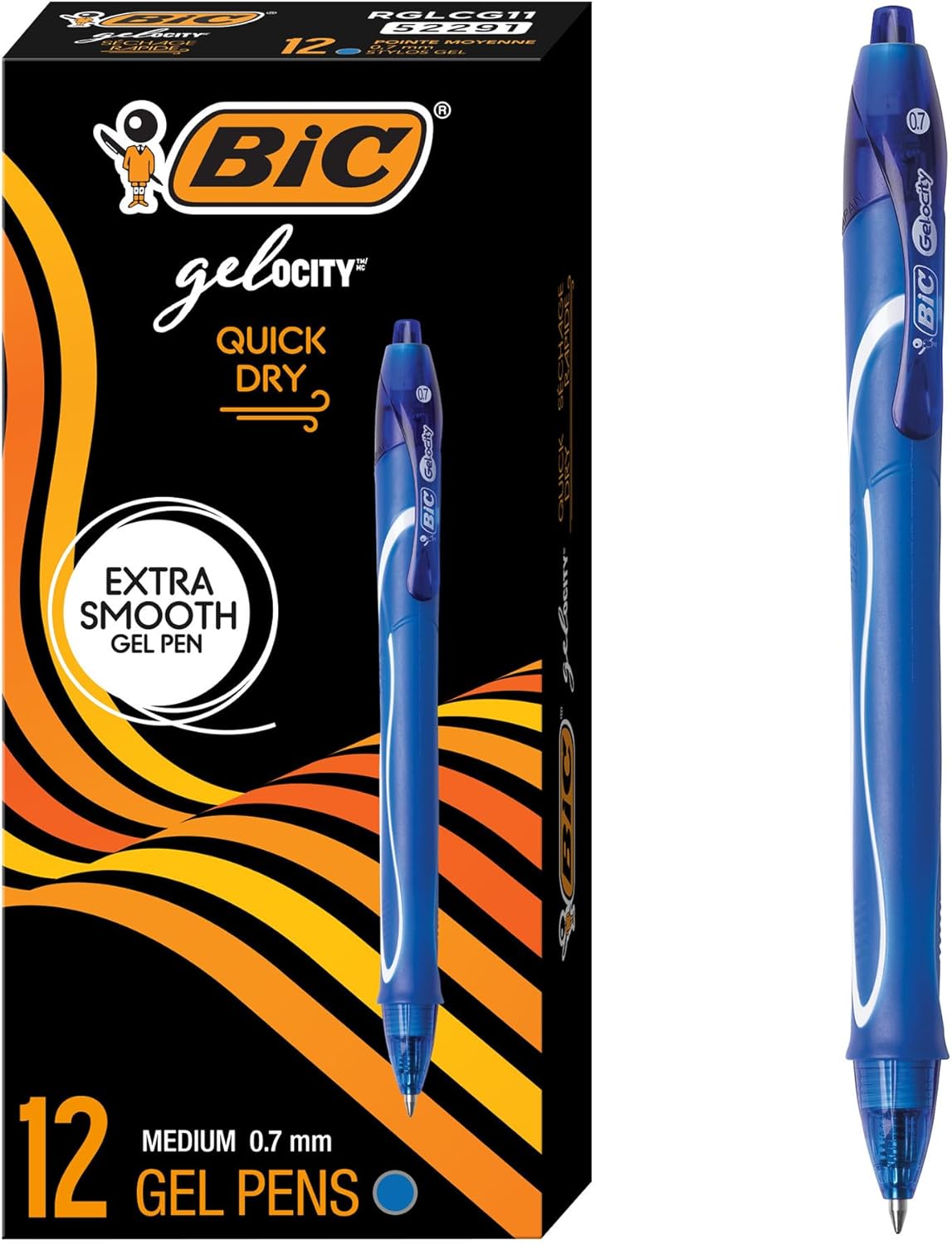 BIC Gelocity quick dry blue gel pens front view packaging